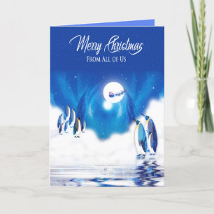 Carte Noël, de nous tous, Penguins Northern Light