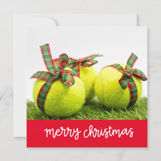 Carte Noël de tennis avec balle de tennis (Devant)