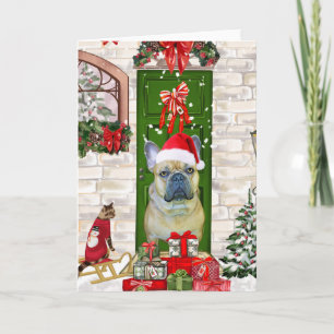 Carte Noël des Bulldog français