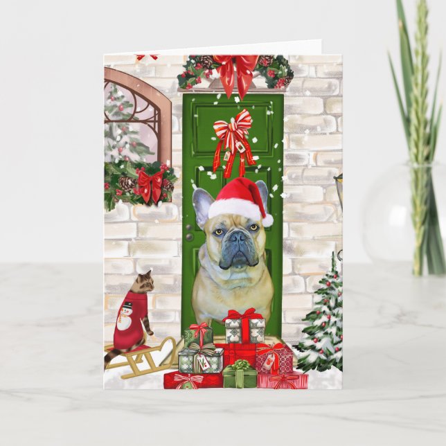 Carte Noël des Bulldog français (Devant)