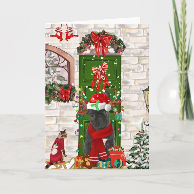Carte Noël des Bulldog français (Devant)