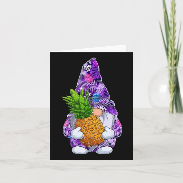 Carte Noël d'été Hawaiian ananas Gnome Noël en (Devant)