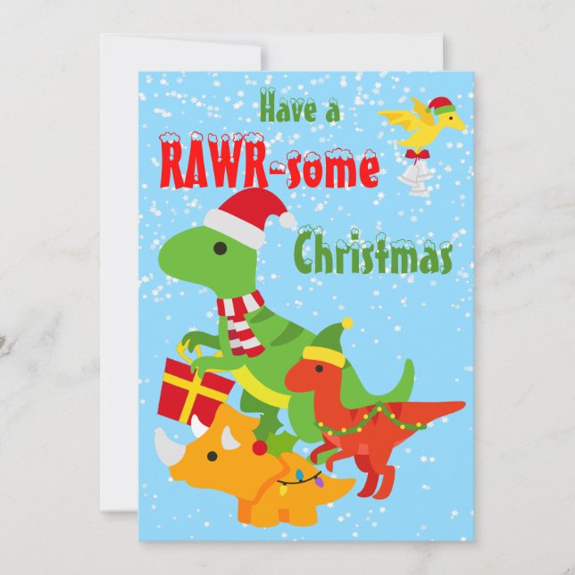 Carte Noël Dinosaur Rawr-some Appartement (Devant)