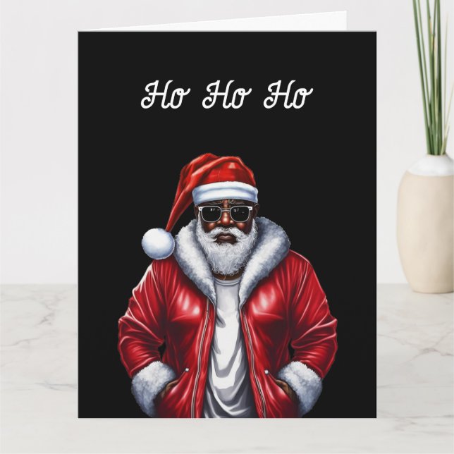Carte Noël drôle afro-américain de Père Noël noire (Devant)