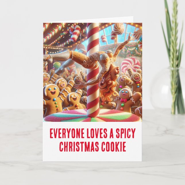 Carte Noël drôle : Cookie de pain d'épice (Devant)