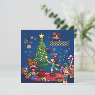 Carte Noël drôle est Annulé Chibi Personnages Autocollan