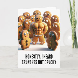 Carte Noël drôle : Pain d'épices hommes six pack abs