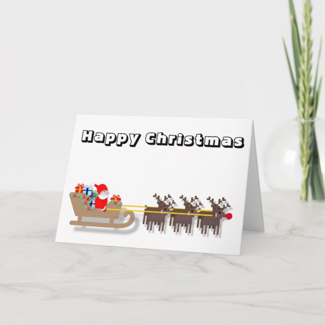 Carte Noël drôle Père Noël et Sleigh (Devant)