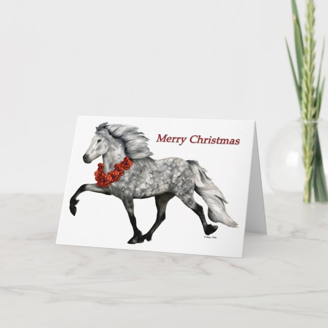 Carte Noël du cheval islandais (Devant)