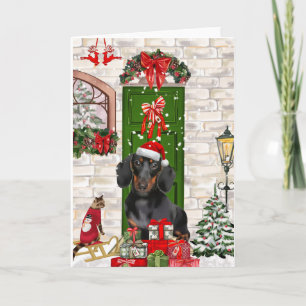Carte Noël du chien Dachshund