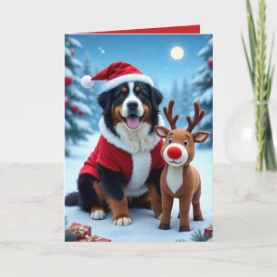 Carte Noël du chien de montagne bernois
