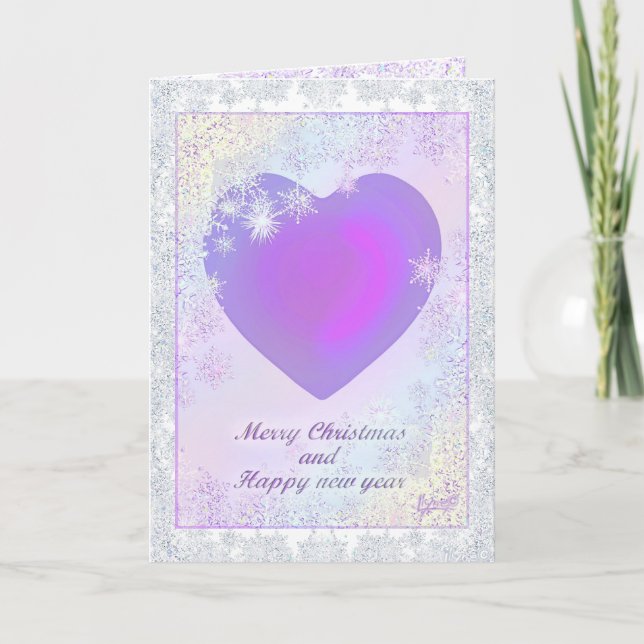 Carte noël du coeur et de la neige (Devant)