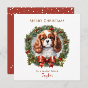 Carte Noël du mignon Cavalier King Charles Spaniel Chien