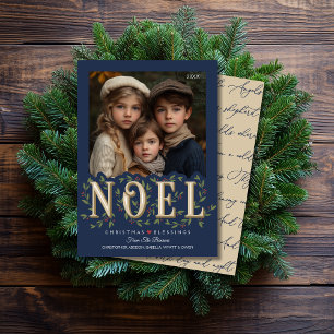 Carte Noel Elegant Bleu Photo Noël