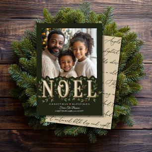 Carte Noel Elegant Green Photo Noël