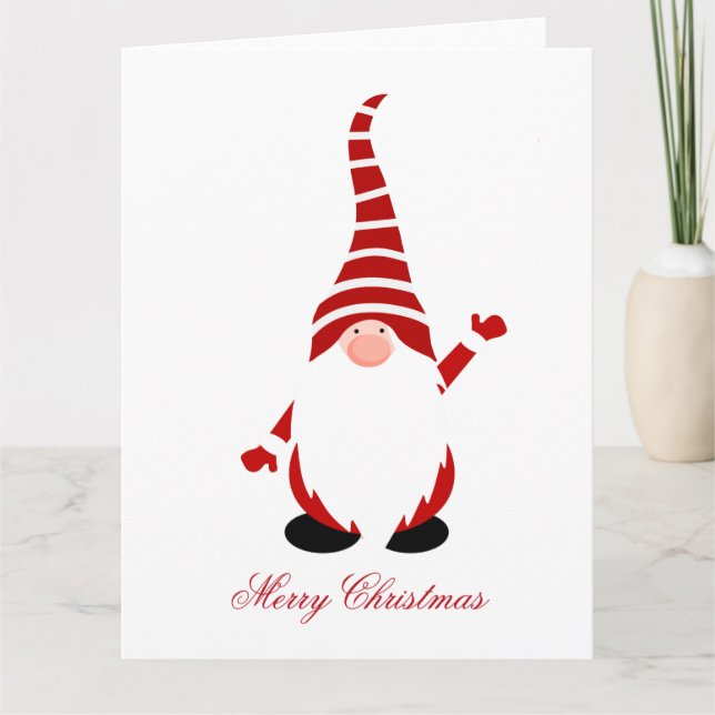 Carte Noël elf gnome nain père Noël classique vacances (Devant)