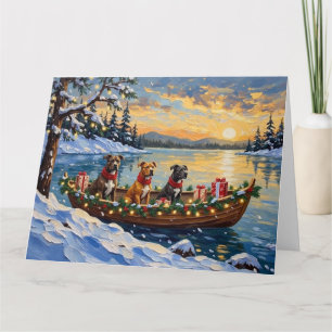 Carte Noël en bateau avec Pitbull
