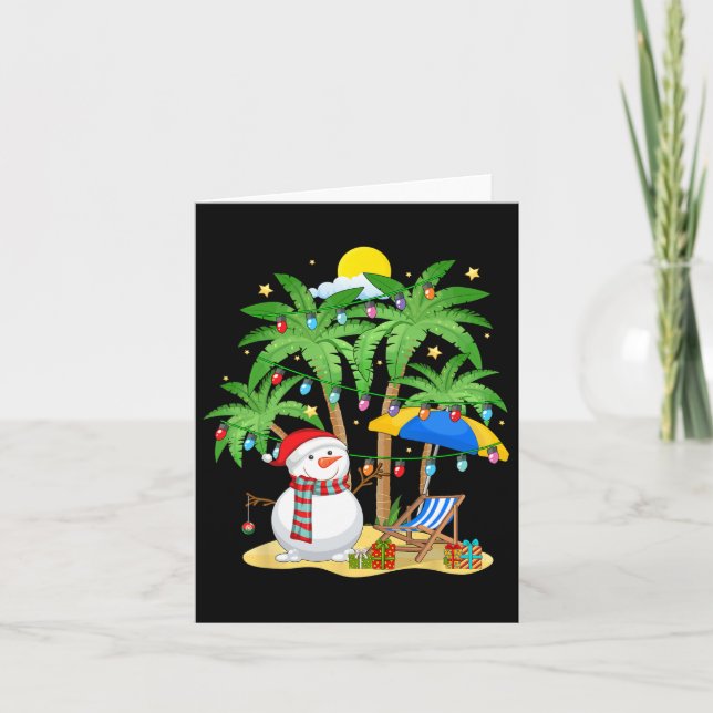 Carte Noël En Juillet Snowman Sur Palm Tree Tropical Be (Devant)