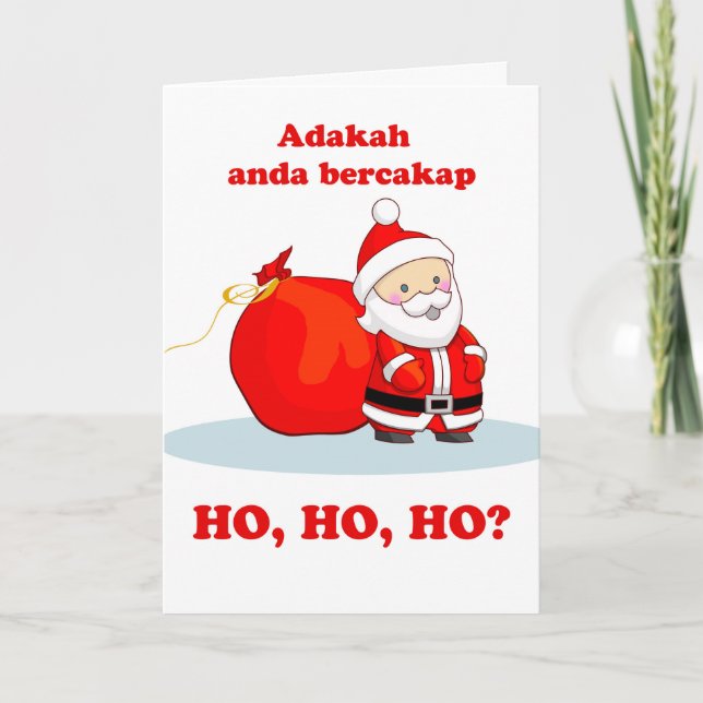 Carte Noël en malais, tu parles Ho, Ho, Ho ? (Devant)