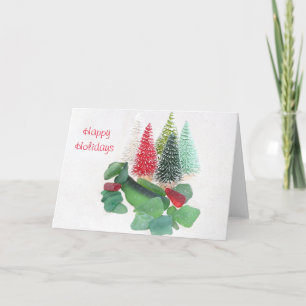 Carte Noël en verre de mer