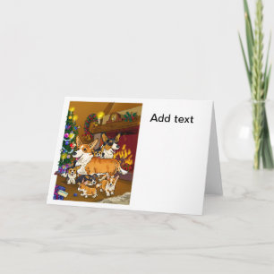 Carte Noël familial Cute Corgi