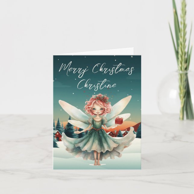 Carte Noël Fée mignonne (Devant)