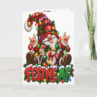 Carte Noël festif drôle Gnome Fête