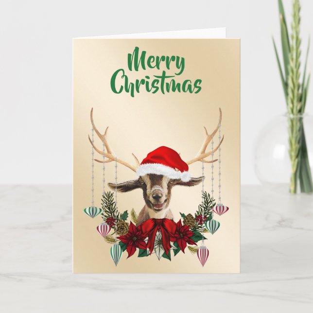 Carte Noël festif Toggenburg Goat Kid (Devant)