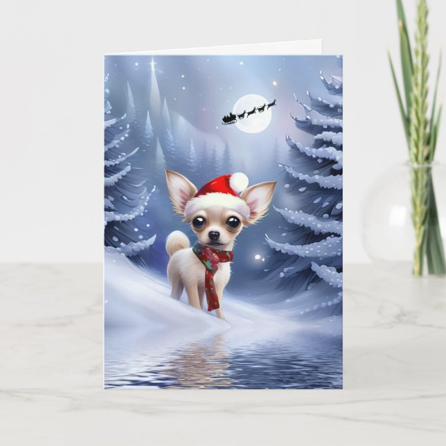 Carte Noël Fête Chihuahua Chien chiot (Devant)