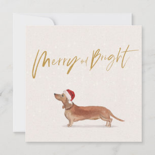 Carte Noël Fête Dachshund Tan Chien Joyeux voeux