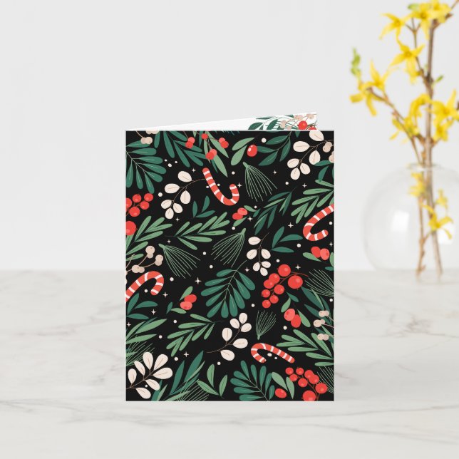 Carte Noël floral noir (Fleur jaune)
