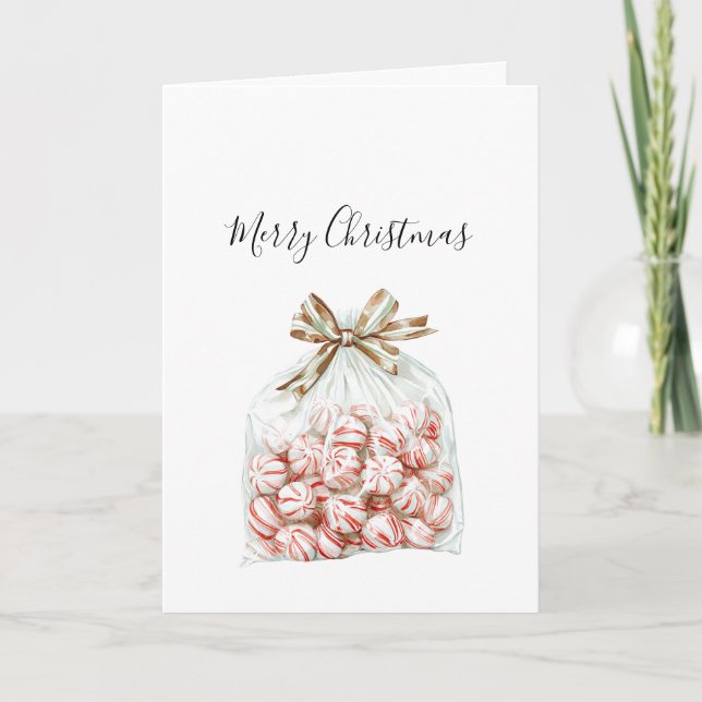 Carte Noël Floral Vert Menthe Rouge (Devant)