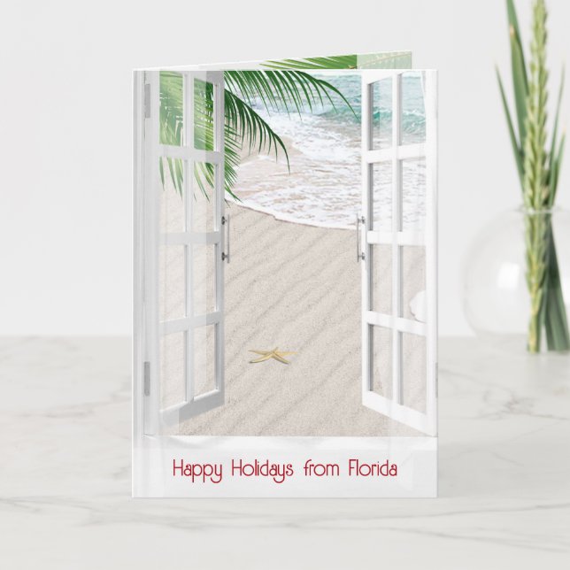 Carte Noël Floride Tropical Fenêtre  (Devant)