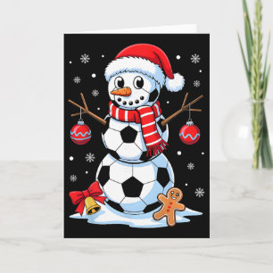 Carte Noël Football Bonhomme de neige Chapeau de Père No