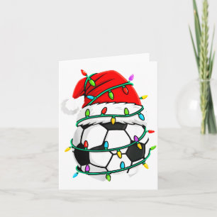 Carte Noël Football Chapeau de Père Noël Lumières Santa