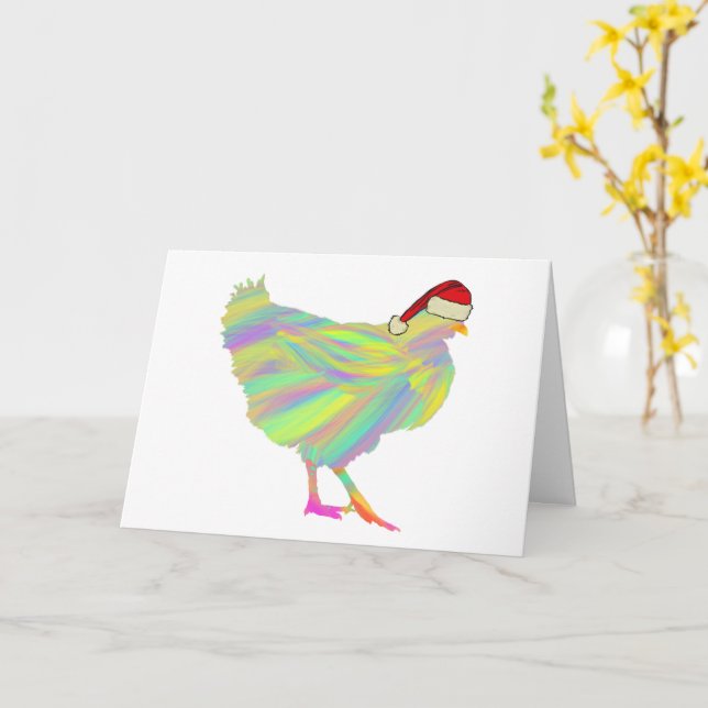 Carte Noël Funny Festive Hen Chicken Amateurs Père Noël (Fleur jaune)