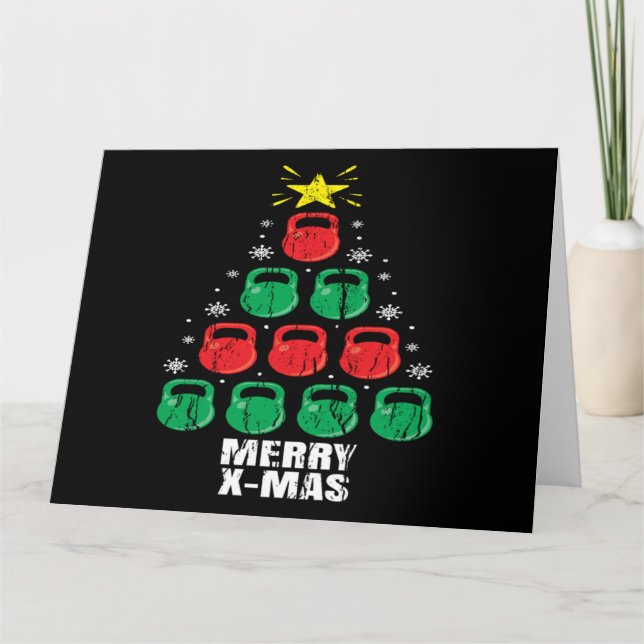 Carte Noël Funny Kettlebells Arbre Vacances Entraînement (Devant)