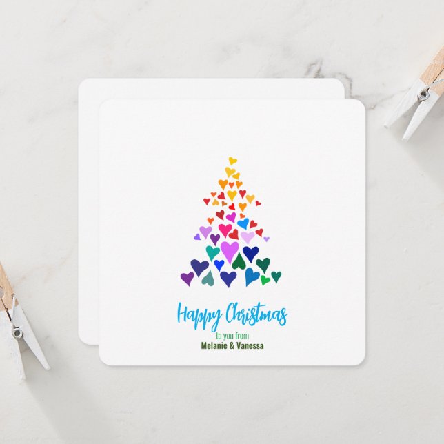 Carte Noël gay minimaliste (Devant/Arrière en situation)