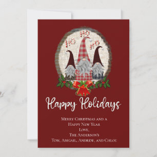 Carte Noël Gnomes Rouge Joyeux Jours Fêtes Rustique Cart