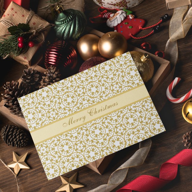 Carte Noël Gold Stars Motif Personnalisé Jaune (Créateur téléchargé)