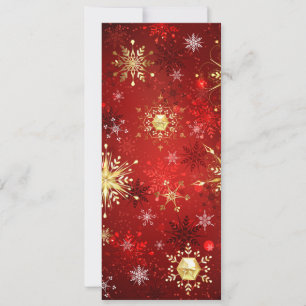 Carte Noël Golden Snowflakes sur Arrière - plan rouge