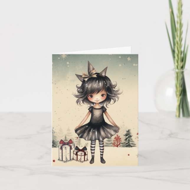 Carte Noël Gothique Fée Cute (Devant)