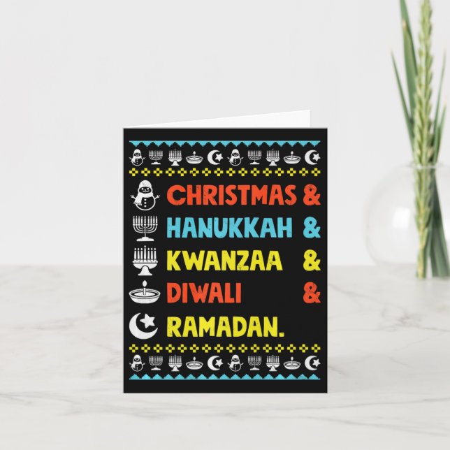 Carte Noël Hanoukka Kwanzaa Diwali Ramadan Funny Ug (Devant)