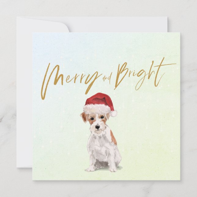 Carte Noël Holiday Jack Russell Chien Merry Salutation (Devant)