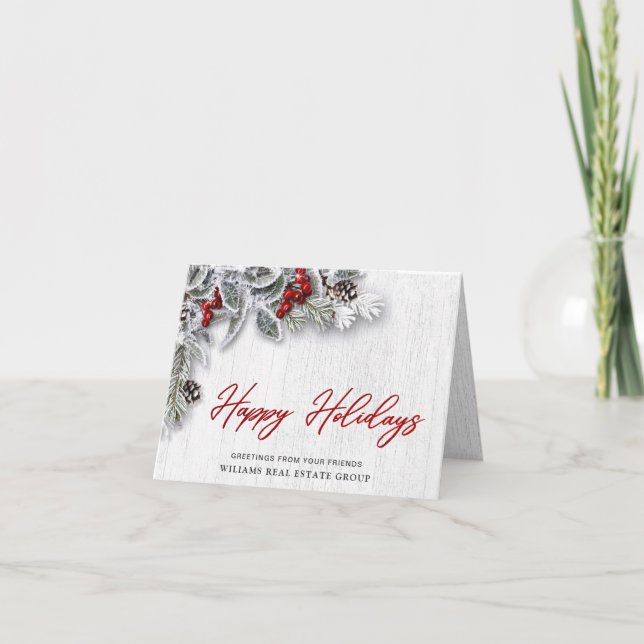 Carte Noël Holly Rustic Accueil d'entreprise (Devant)
