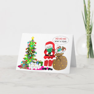 Carte Noël, Humour 19, Père Noël en Masque, Rolls