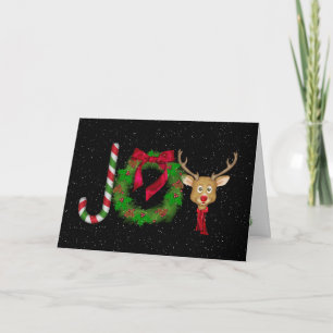 Carte Noël Joie sur le noir avec des flocons de neige