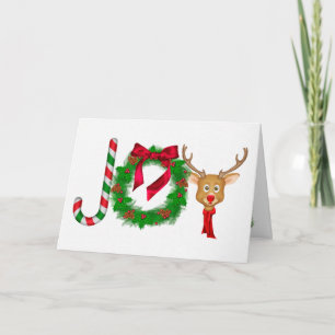 Carte Noël Joie sur texture blanche