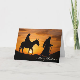 Carte Noël Joseph et Marie sur un âne