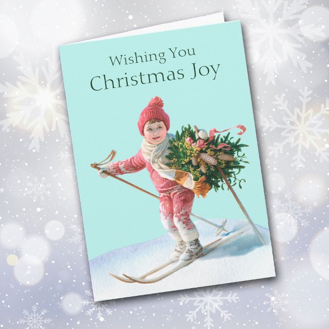 Carte Noël Joy Ski Enfant Photo Français (Créateur téléchargé)